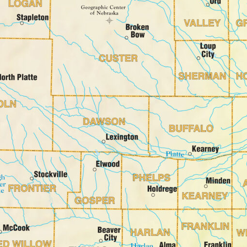 Nebraska Shaded Relief State Wall Map by Kappa - Image 2