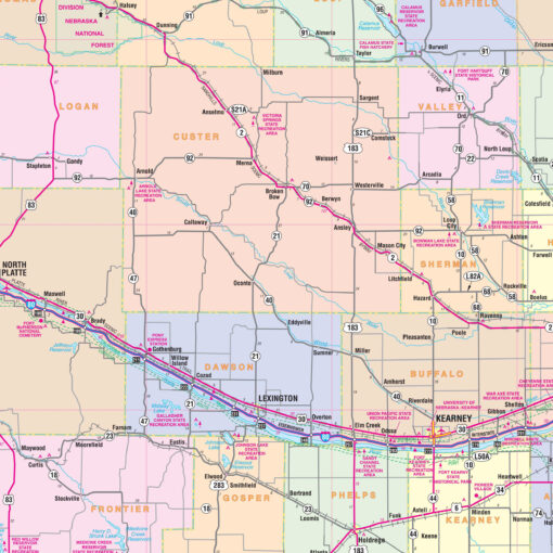 Nebraska State Wall Map by Kappa - Image 2