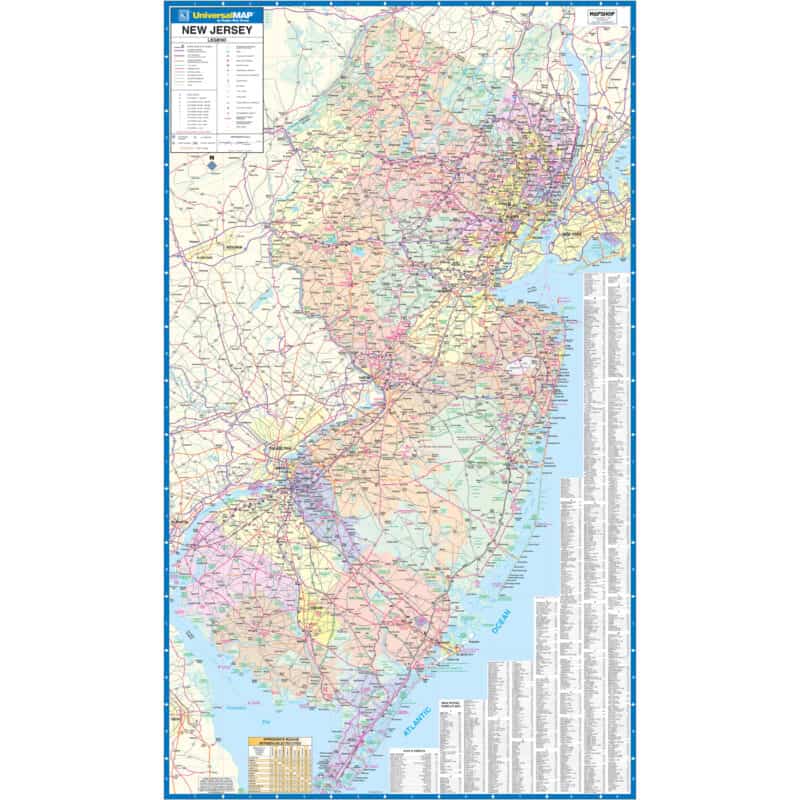 New Jersey State Wall Map by Kappa The Map Shop