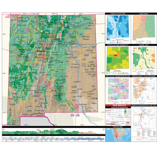 New Mexico Intermediate Thematic State Wall Map by Kappa