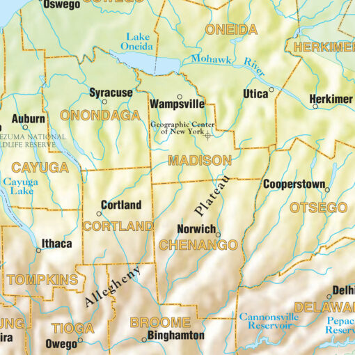 New York Shaded Relief State Wall Map by Kappa - Image 2