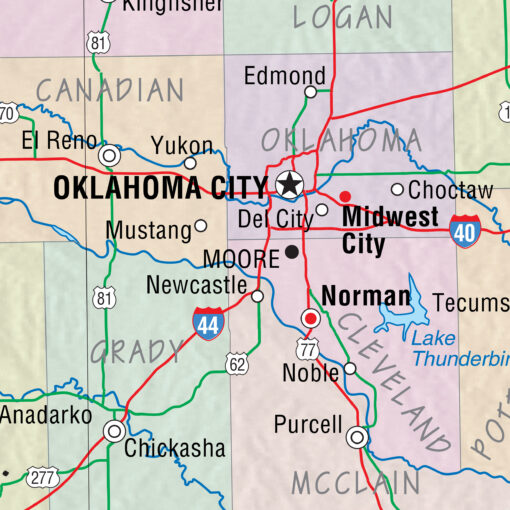 Oklahoma Primary Thematic State Wall Map by Kappa - Image 2