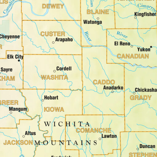 Oklahoma Shaded Relief State Wall Map by Kappa - Image 2