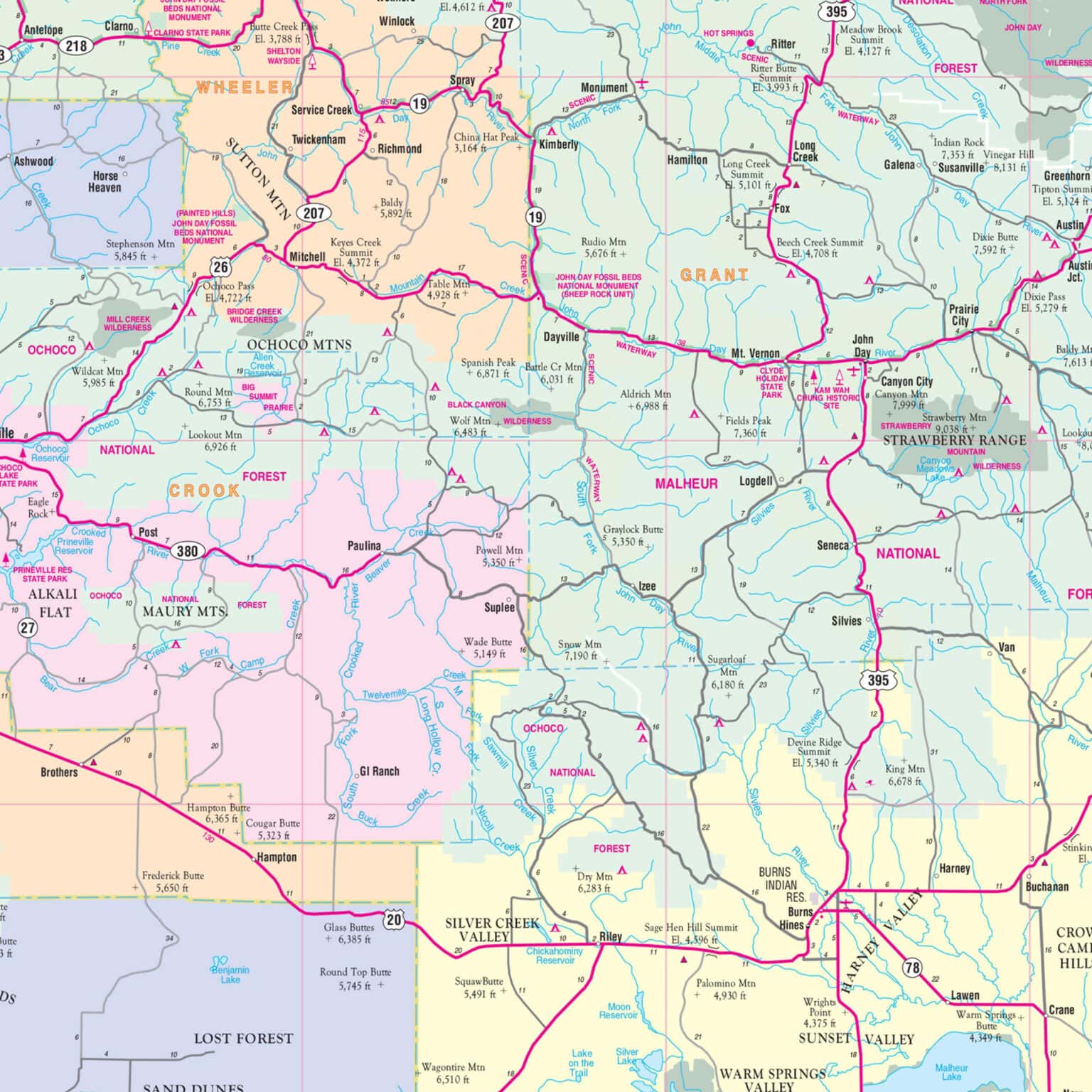 Oregon State Wall Map by Kappa - The Map Shop