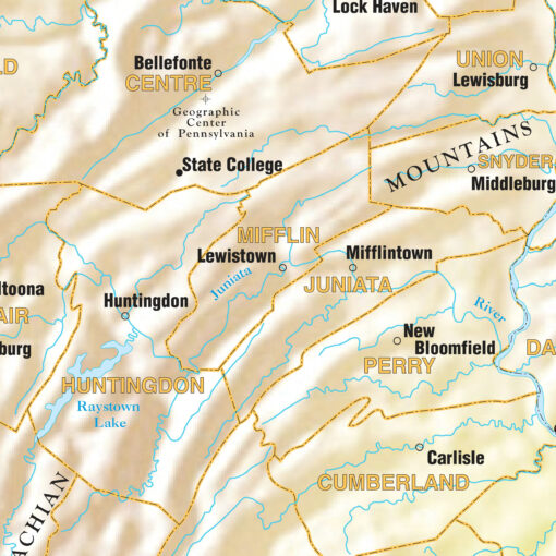 Pennsylvania Shaded Relief State Wall Map by Kappa - Image 2