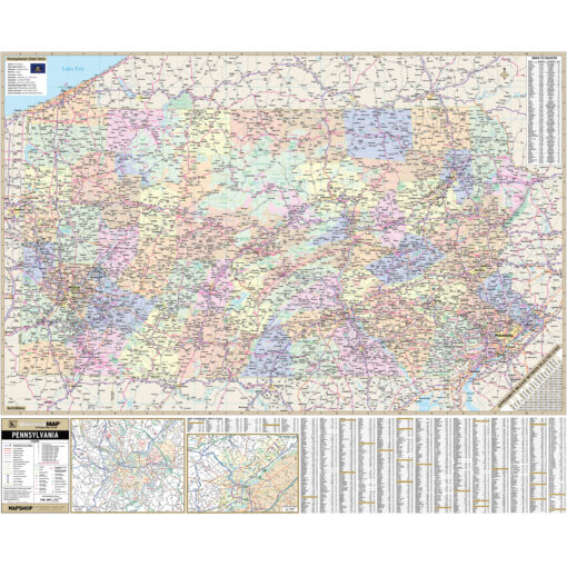 Pennsylvania State Wall Map by Kappa