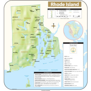 Rhode Island Shaded Relief State Wall Map by Kappa