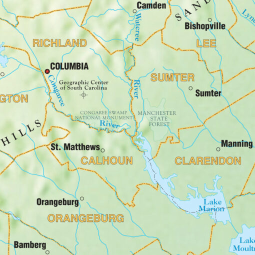 South Carolina Shaded Relief State Wall Map by Kappa - Image 2