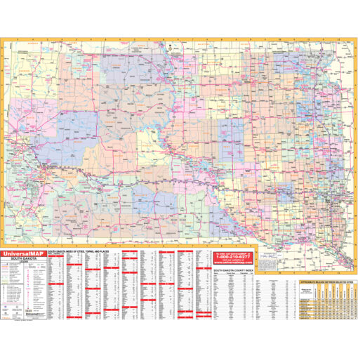 South Dakota State Wall Map by Kappa