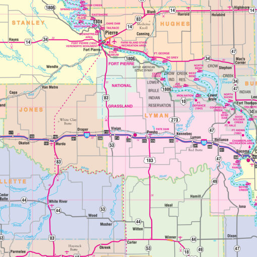South Dakota State Wall Map by Kappa - Image 2