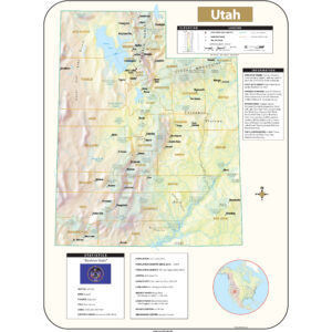 Utah Shaded Relief State Wall Map by Kappa