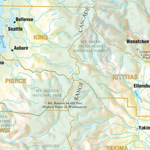Washington Shaded Relief State Wall Map by Kappa - Image 2
