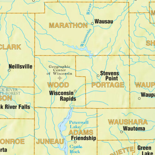 Wisconsin Shaded Relief State Wall Map by Kappa - Image 2