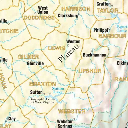 West Virginia Shaded Relief State Wall Map by Kappa - Image 2