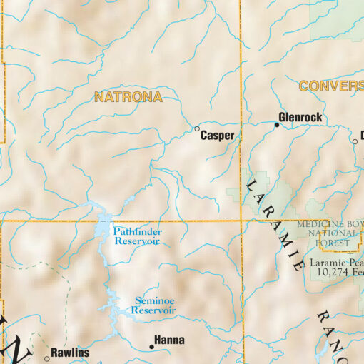 Wyoming Shaded Relief State Wall Map by Kappa - Image 2