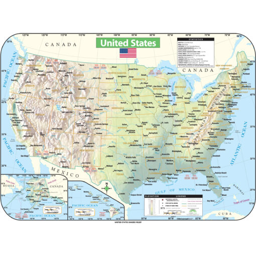 United States Shaded Relief Wall Map by Kappa