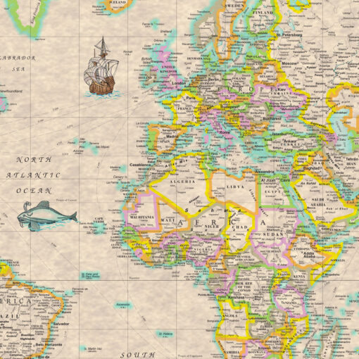World Antique-Look Wall Map by Kappa - Image 2