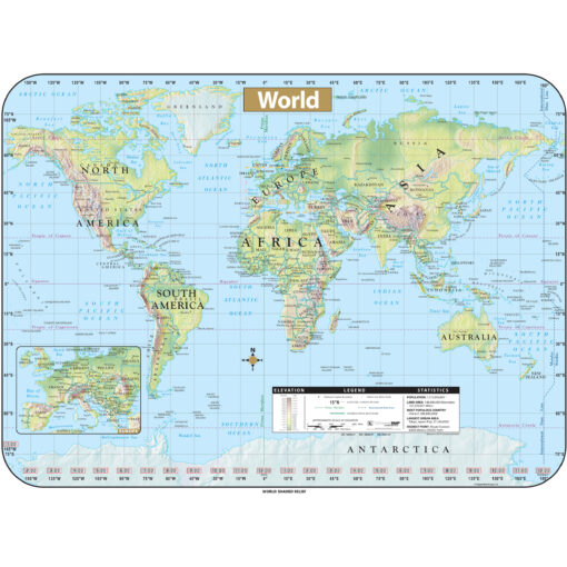 World Shaded Relief Wall Map by Kappa