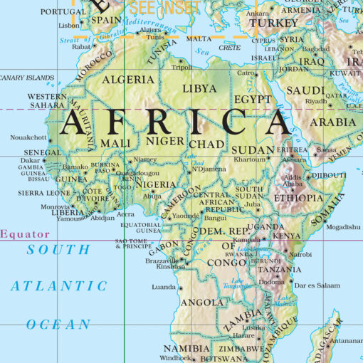World Shaded Relief Wall Map by Kappa - Image 2