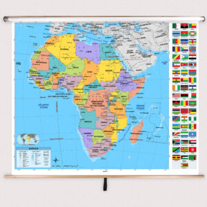 Africa Intermediate Classroom Pull Down Map w/ Backboard by BrightWay Educational