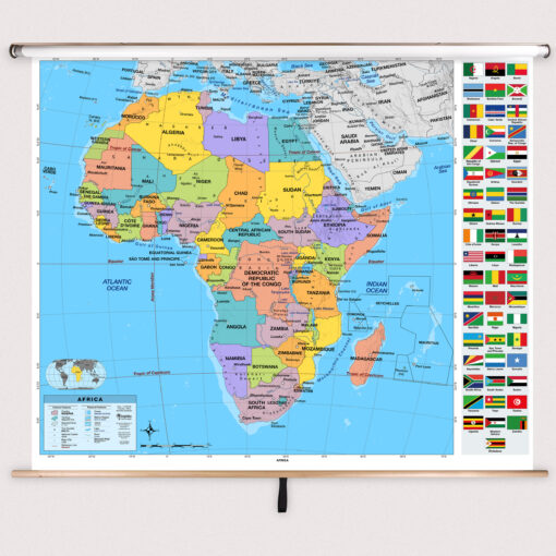Africa Intermediate Classroom Pull Down Map w/ Backboard by BrightWay Educational