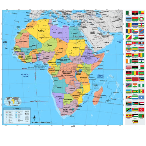7 Continent Intermediate Classroom Pull Down Map Set w/ Backboard by BrightWay Educational - Image 5