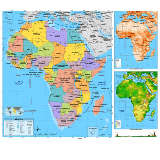 7 Continent Intermediate Classroom Pull Down Map Set w/ Backboard by BrightWay Educational - Image 6