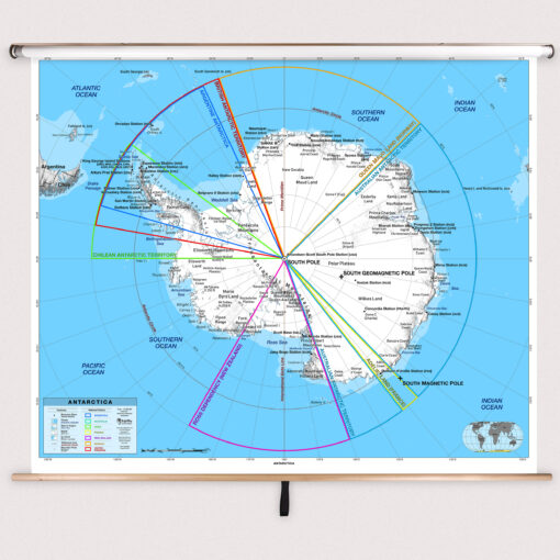 Antarctica Intermediate Classroom Pull Down Map w/ Backboard by BrightWay Educational