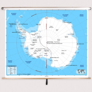 Antarctica Primary Classroom Pull Down Map w/ Backboard by BrightWay Educational