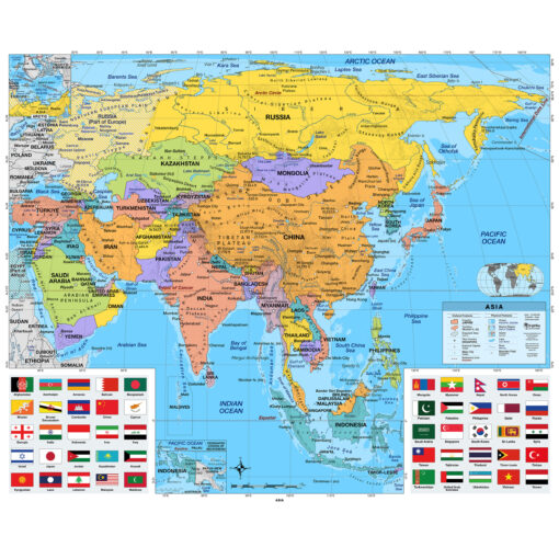 7 Continent Intermediate Classroom Pull Down Map Set w/ Backboard by BrightWay Educational - Image 7