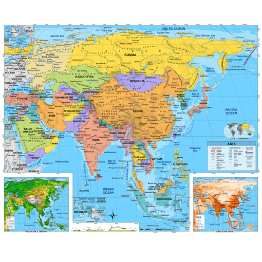 7 Continent Intermediate Classroom Pull Down Map Set w/ Backboard by BrightWay Educational - Image 8