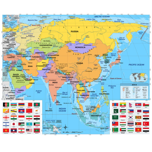 Asia Primary Classroom Wall Map by BrightWay Educational