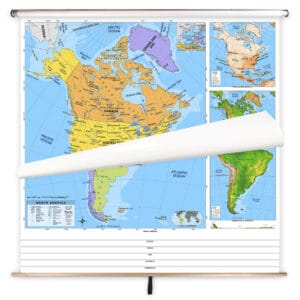 Political world map showing North America with detailed country boundaries, major cities, and geographical features, suitable for educational, travel planning, and cartography purposes.