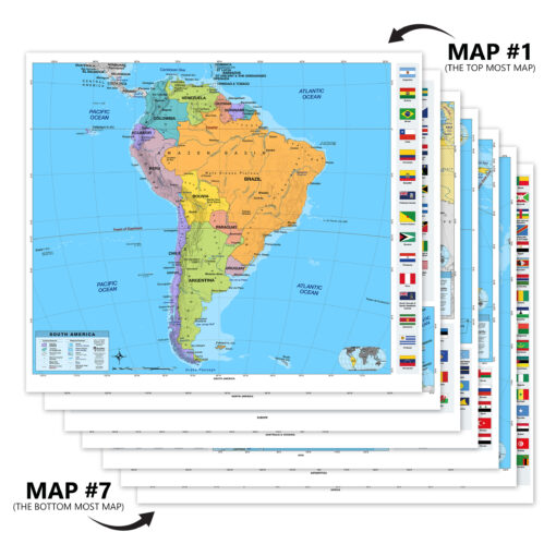Custom Intermediate Classroom Pull Down Map Set w/ Backboard by BrightWay Educational - Image 2