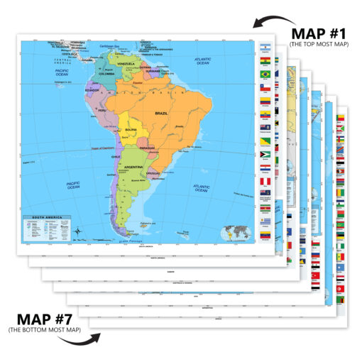Custom Primary Classroom Pull Down Map Set w/ Backboard by BrightWay Educational - Image 2