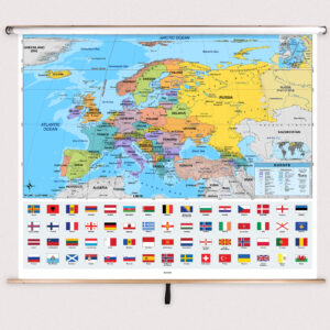 Europe Intermediate Classroom Pull Down Map w/ Backboard by BrightWay Educational