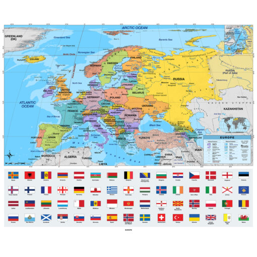 Europe Intermediate Classroom Wall Map by BrightWay Educational