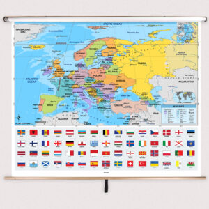Europe Primary Classroom Pull Down Map w/ Backboard by BrightWay Educational