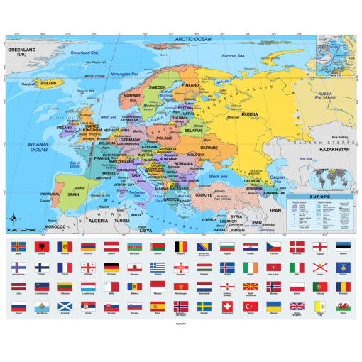 5 Continent Primary Classroom Pull Down Map Set w/ Backboard by BrightWay Educational - Image 5
