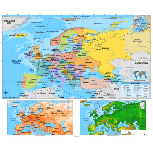 5 Continent Primary Classroom Pull Down Map Set w/ Backboard by BrightWay Educational - Image 6