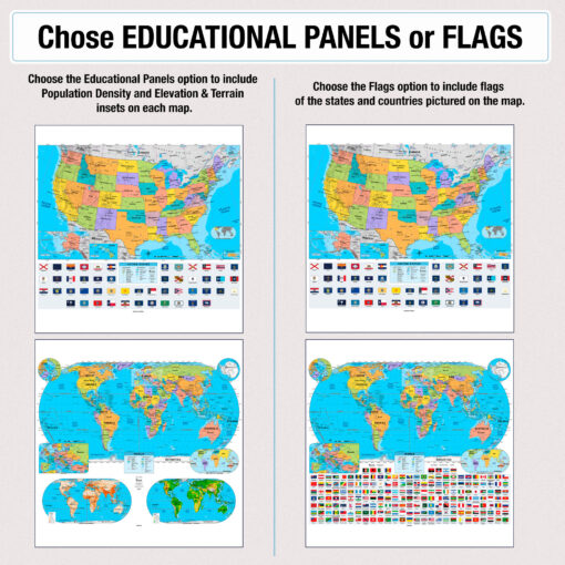 Custom Intermediate Classroom Pull Down Map Set w/ Backboard by BrightWay Educational - Image 3
