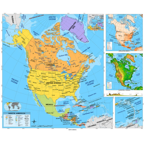 North America Primary Classroom Pull Down Map w/ Backboard by BrightWay Educational - Image 2