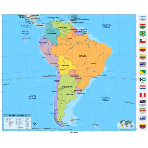 South America Primary Classroom Wall Map by BrightWay Educational