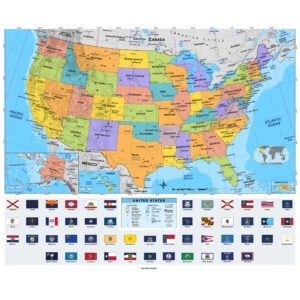 United States Intermediate Classroom Wall Map by BrightWay Educational