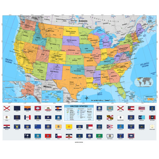 United States & World Intermediate Classroom Pull Down Map Set w/ Backboard by BrightWay Educational - Image 3
