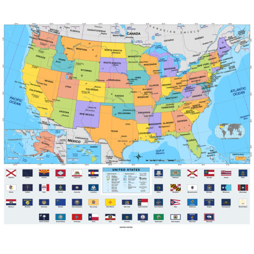 United States & World Primary Classroom Pull Down Map Set w/ Backboard by BrightWay Educational - Image 3