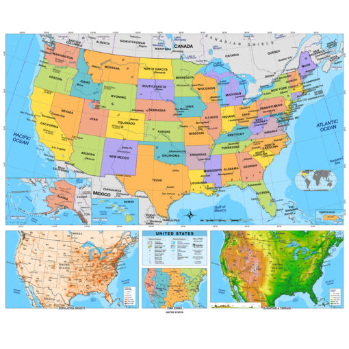 United States & World Primary Classroom Pull Down Map Set w/ Backboard by BrightWay Educational - Image 4