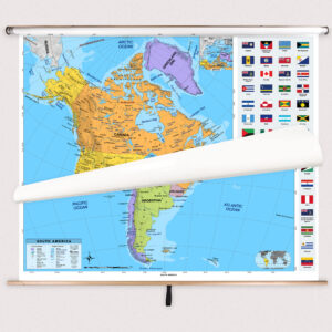 2-Map Western Continents Intermediate Classroom Pull Down Map Set w/ Backboard by BrightWay Educational