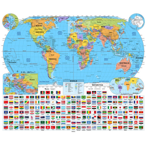 World Intermediate Classroom Wall Map by BrightWay Educational