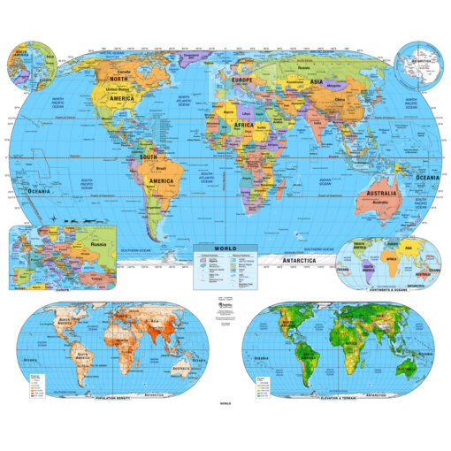 World Intermediate Classroom Wall Map by BrightWay Educational - Image 2